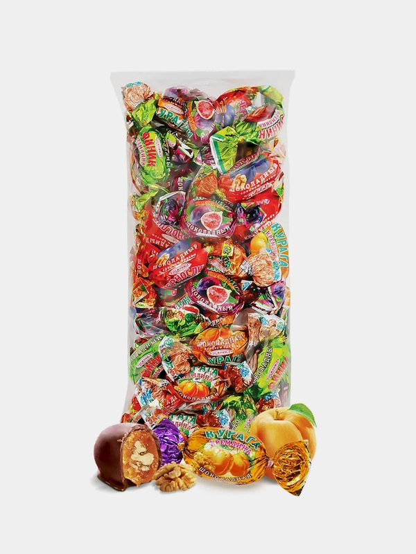 Конфеты Кремлина "Фрукты шоколадные", с орехом, микс, 1000 г