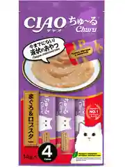 Лакомство INABA CIAO CHURU для кошек Пюре из тунца, стик 14г, 4 шт.