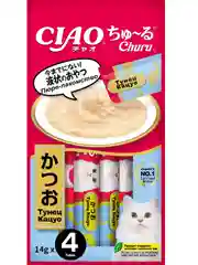 Лакомство INABA CIAO CHURU для кошек Пюре из тунца, стик 14г, 4 шт.