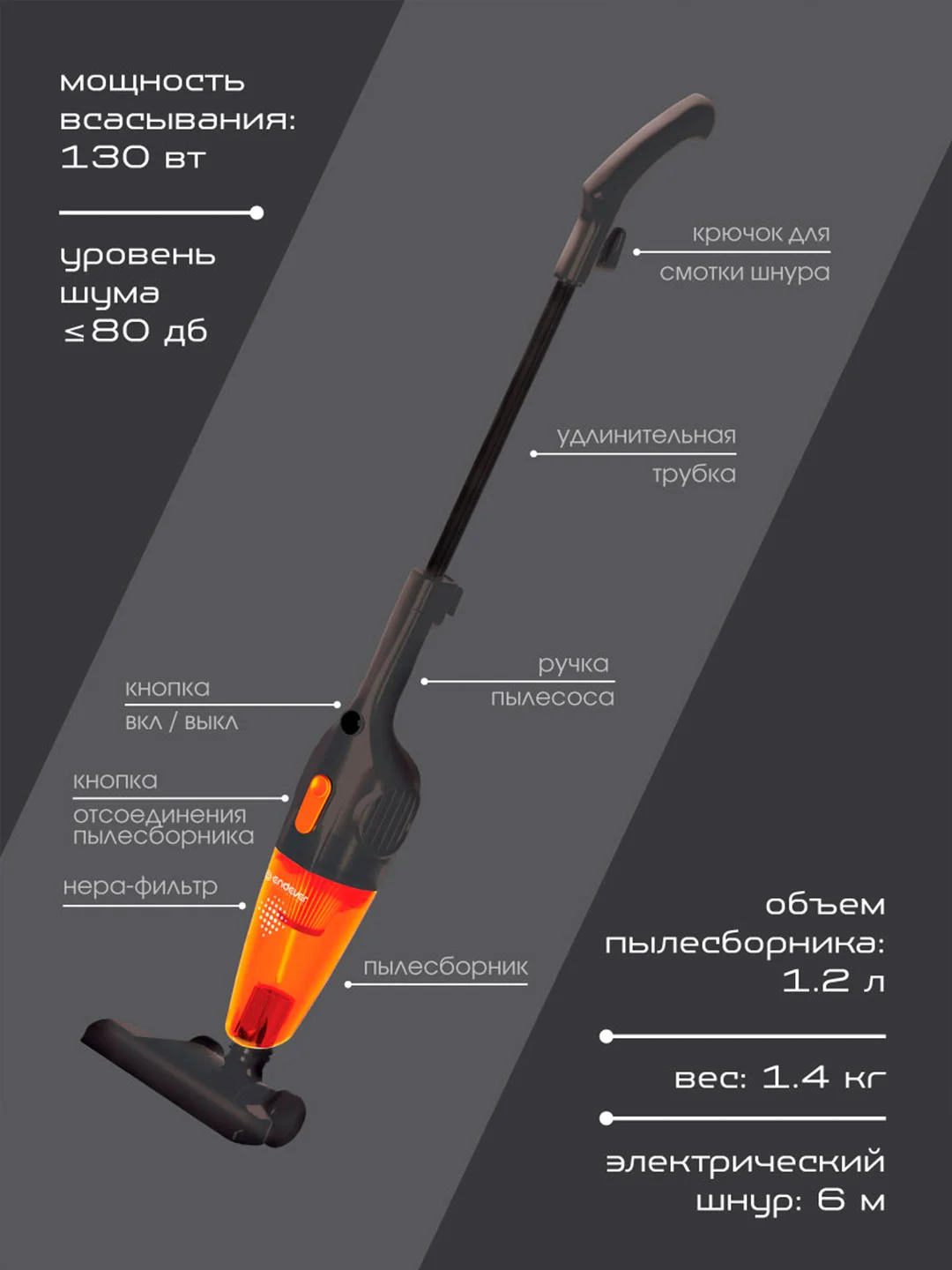 Вертикальный пылесос циклонного типа Endever SkyCleanVC-277