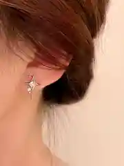 Серебряный женские серьги-гвоздики с крестом и звездой