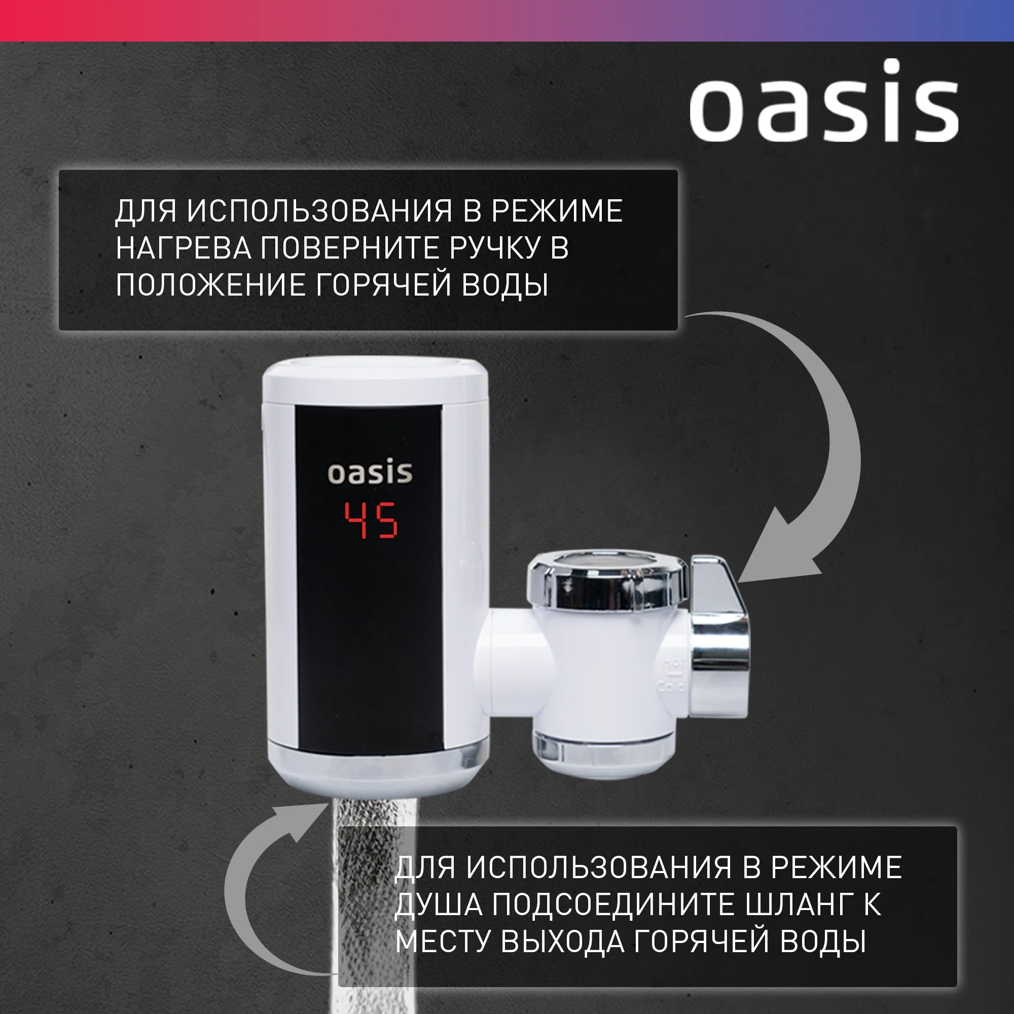 Белый электрический проточный водонагреватель "Oasis" NW