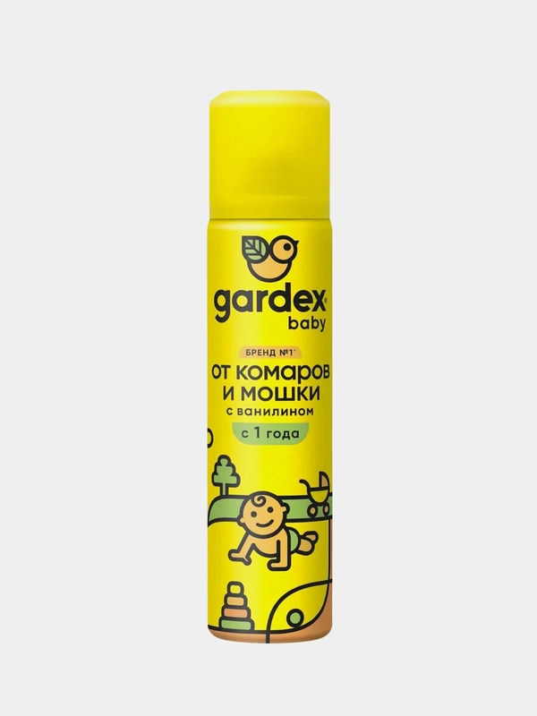 Аэрозоль от комаров и мошки Gardex Baby, для детей с 1 года, 80 мл