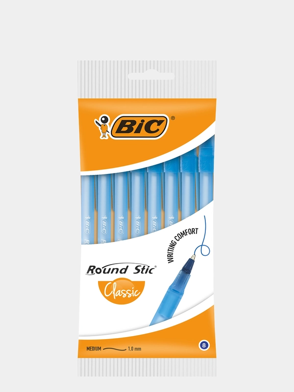 Ручка шариковая, синяя, BIC Round Stic Classic, уп. 8 шт