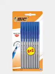 Ручка шариковая, синяя, тонкое письмо, грип, BIC Round Stic Exact, 8 шт