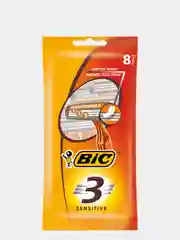Бритва мужская одноразовая, 3 лезвия, увлажняющая полоска алоэ вера, BIC 3 Sensitive,8 шт