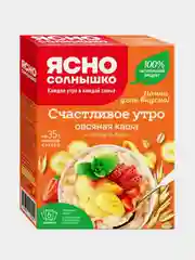 Каша овсяная Ясно солнышко "Счастливое утро", персик, клубника и банан, 6 штук по40 г