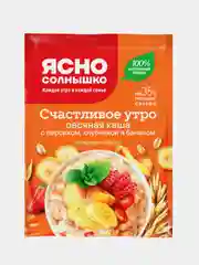 Каша овсяная Ясно солнышко "Счастливое утро", персик, клубника и банан, 6 штук по40 г