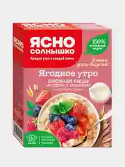 Каша овсяная Ясно солнышко "Ягодное утро", Ассорти с молоком, 6 штук по 40 г
