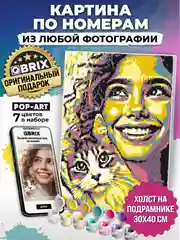 Желтый картина по номерам на холсте из фото Qbrix 30х40 см