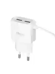 Сетевое зарядное устройство Старт, встроенный кабель, 2xUSB, 2 А, 5 В, белый