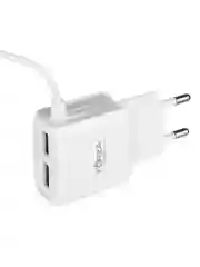 Сетевое зарядное устройство Старт, встроенный кабель, 2xUSB, 2 А, 5 В, белый