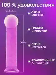 Розовый фаллоимитатор реалистичный на присоске/19,5 см