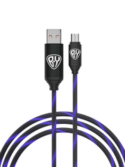 Кабель для зарядки армированный Micro USB, 1 метр, 3А, быстрая зарядка, LED подсветка