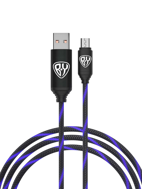 Кабель для зарядки армированный Micro USB, 1 метр, 3А, быстрая зарядка, LED подсветка