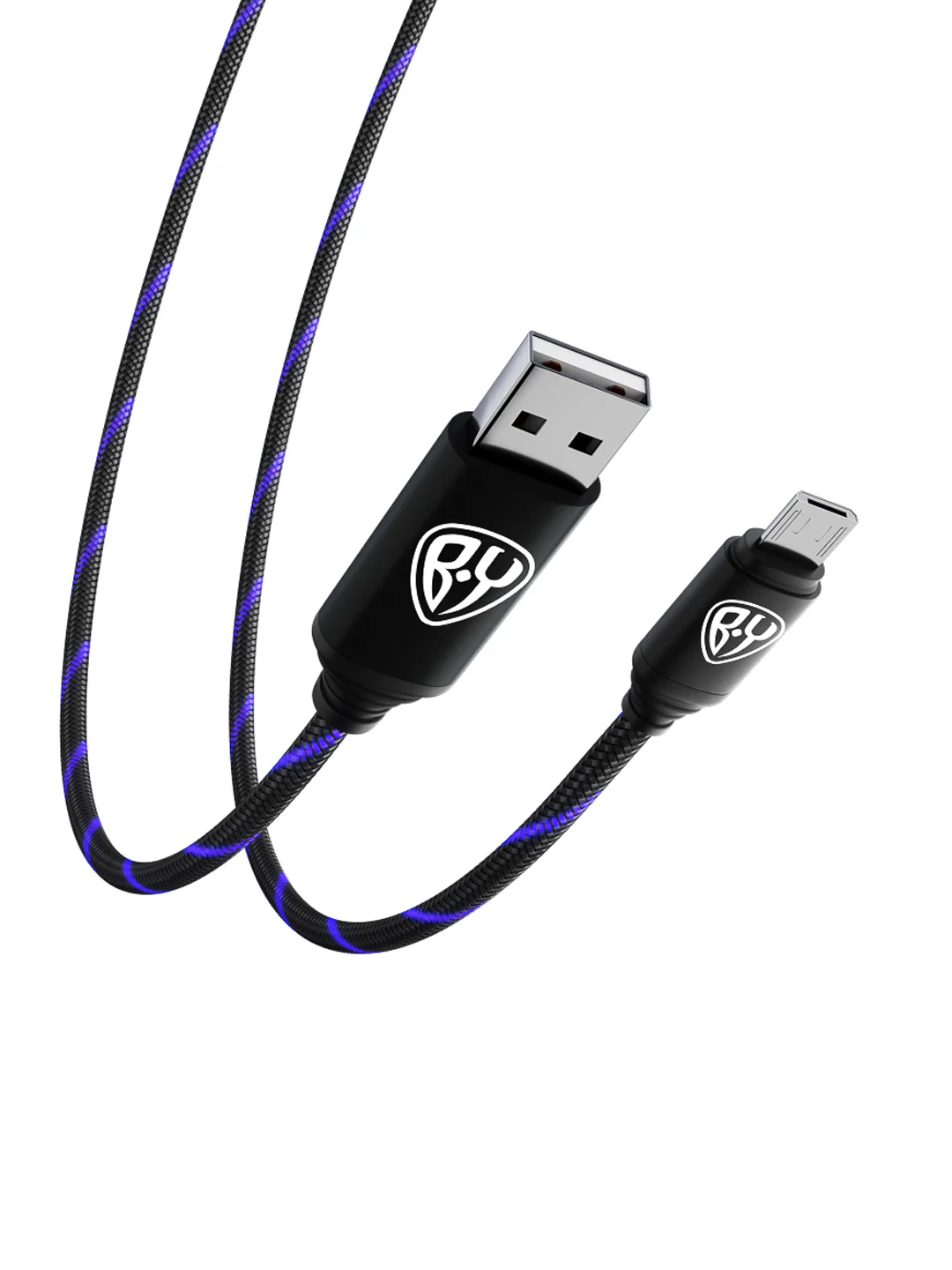 Кабель для зарядки армированный Micro USB, 1 метр, 3А, быстрая зарядка, LED подсветка