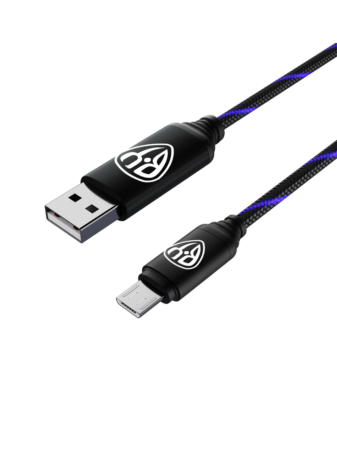 Кабель для зарядки армированный Micro USB, 1 метр, 3А, быстрая зарядка, LED подсветка