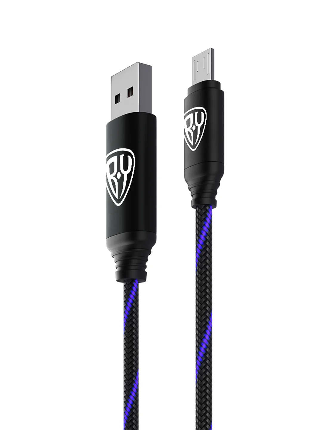 Кабель для зарядки армированный Micro USB, 1 метр, 3А, быстрая зарядка, LED подсветка