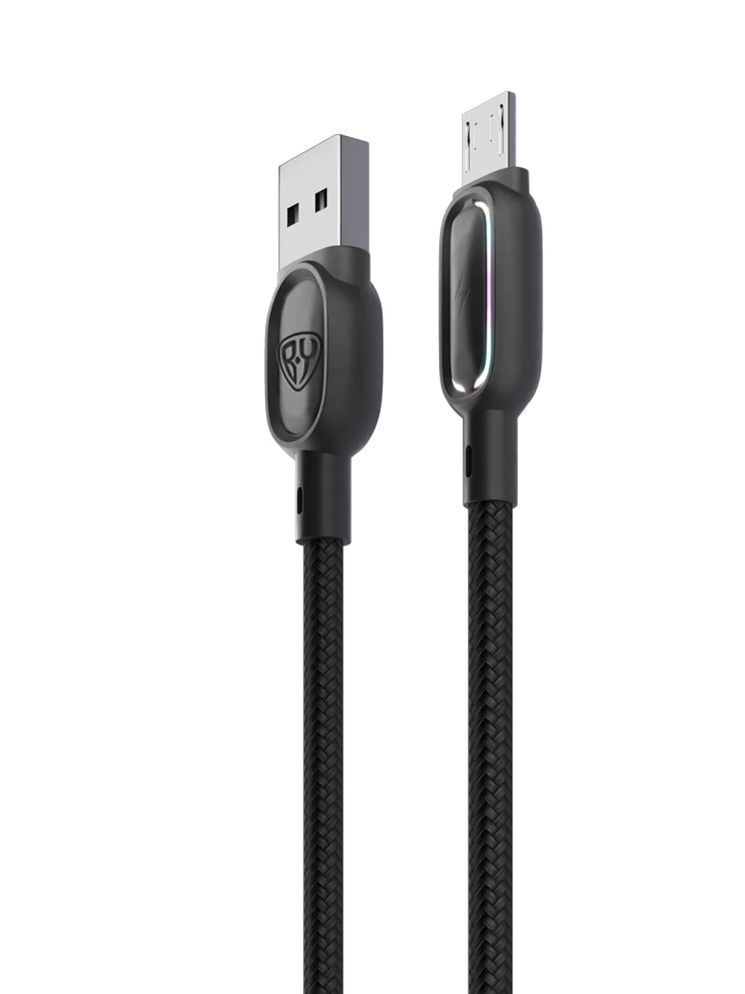 Кабель для зарядки Антарес Micro USB, 1 м, 3 A, штекер с подсветкой, плетен. кабель