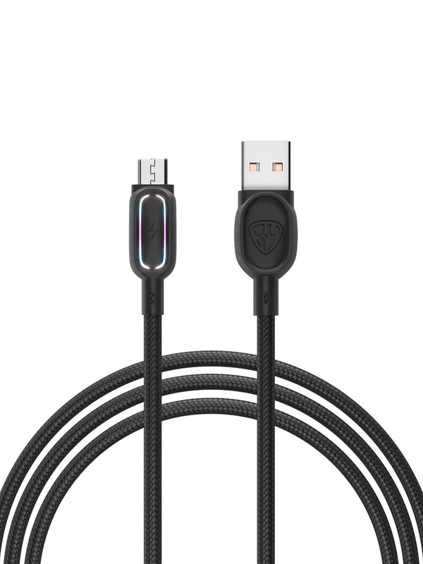 Кабель для зарядки Антарес Micro USB, 1 м, 3 A, штекер с подсветкой, плетен. кабель