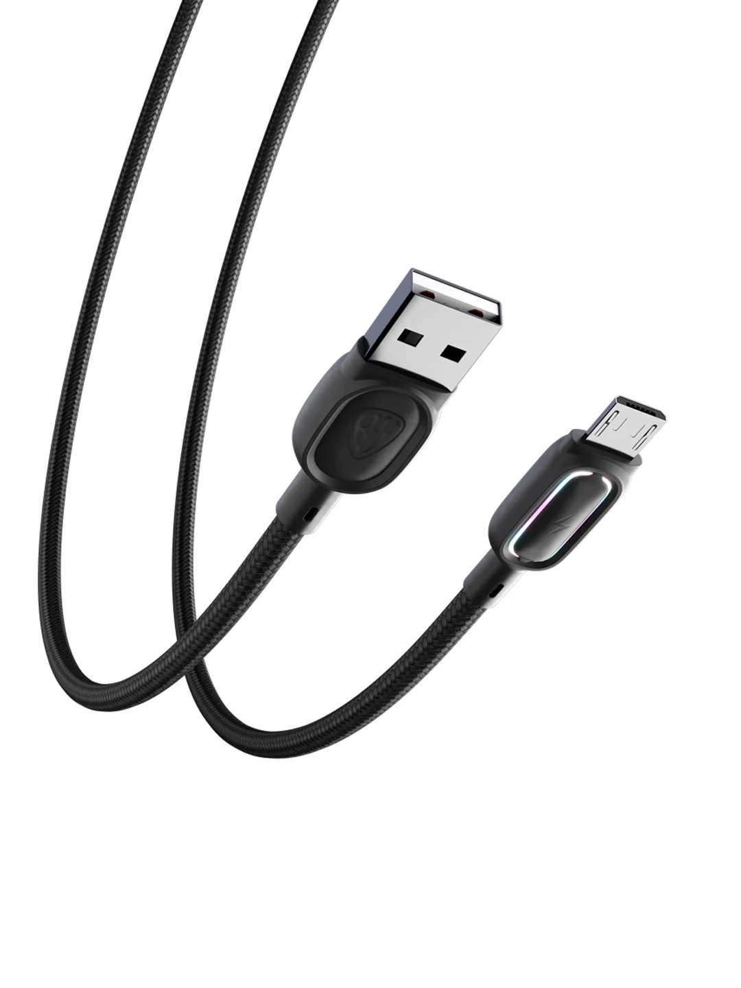 Кабель для зарядки Антарес Micro USB, 1 м, 3 A, штекер с подсветкой, плетен. кабель