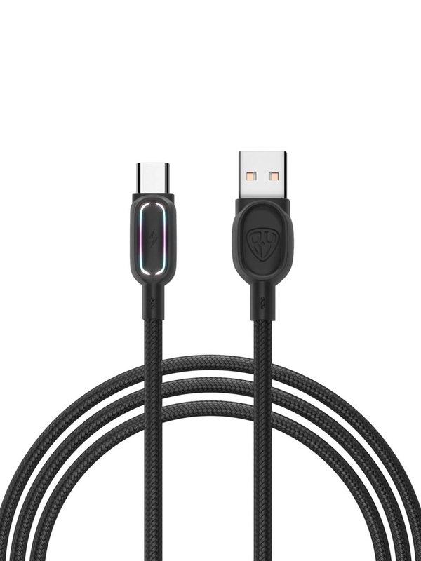 Кабель для зарядки Антарес Type-C, 1 м, 3 A, штекер с подсветкой, плетен. кабель