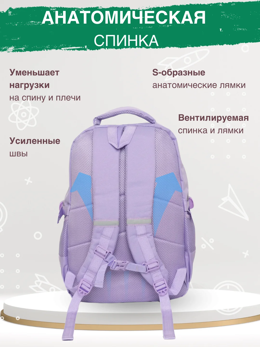 Сиреневый рюкзак школьный для девочки и для мальчика