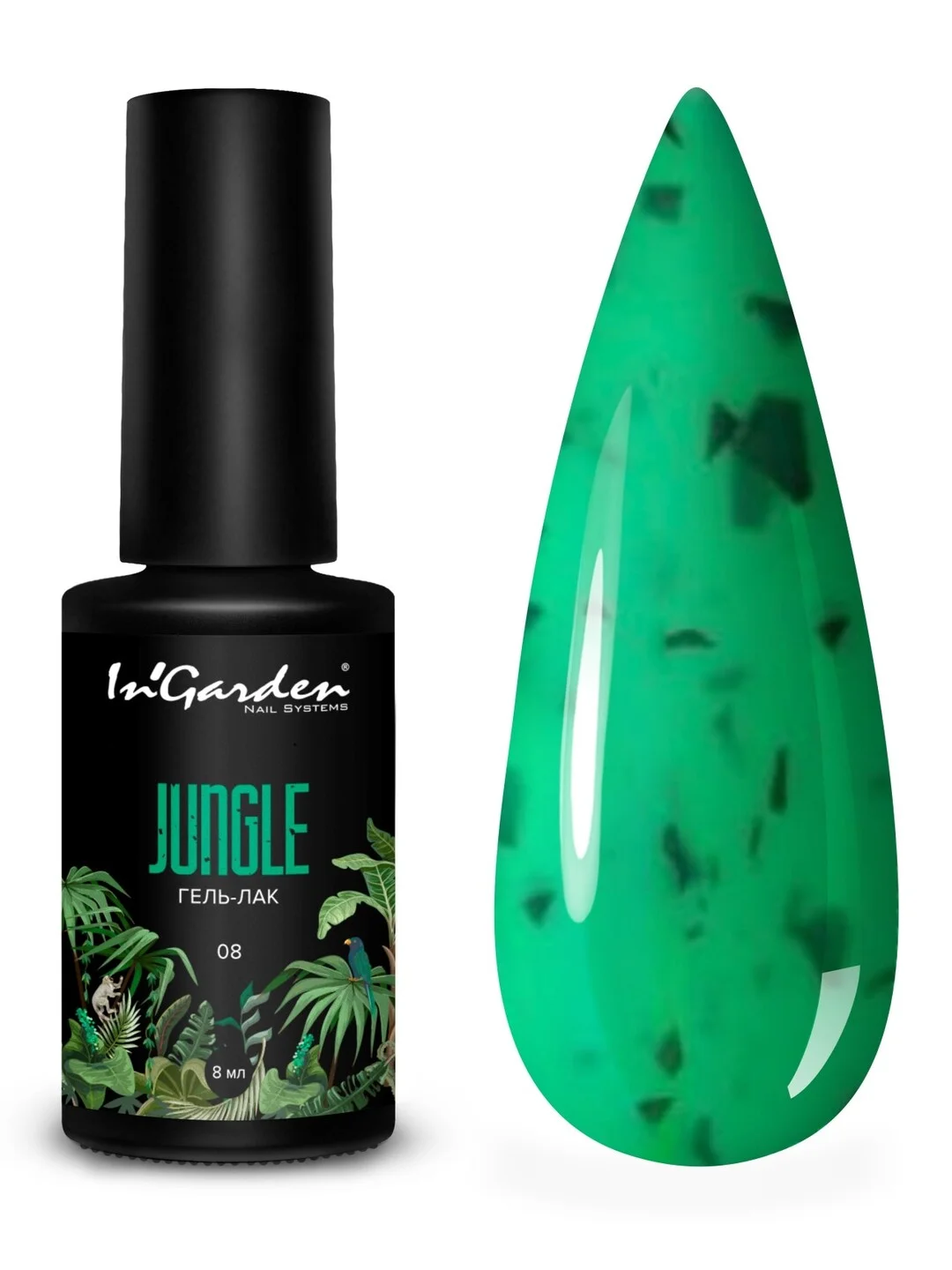 Зеленый гель-лак InGarden JUNGLE, 8 мл