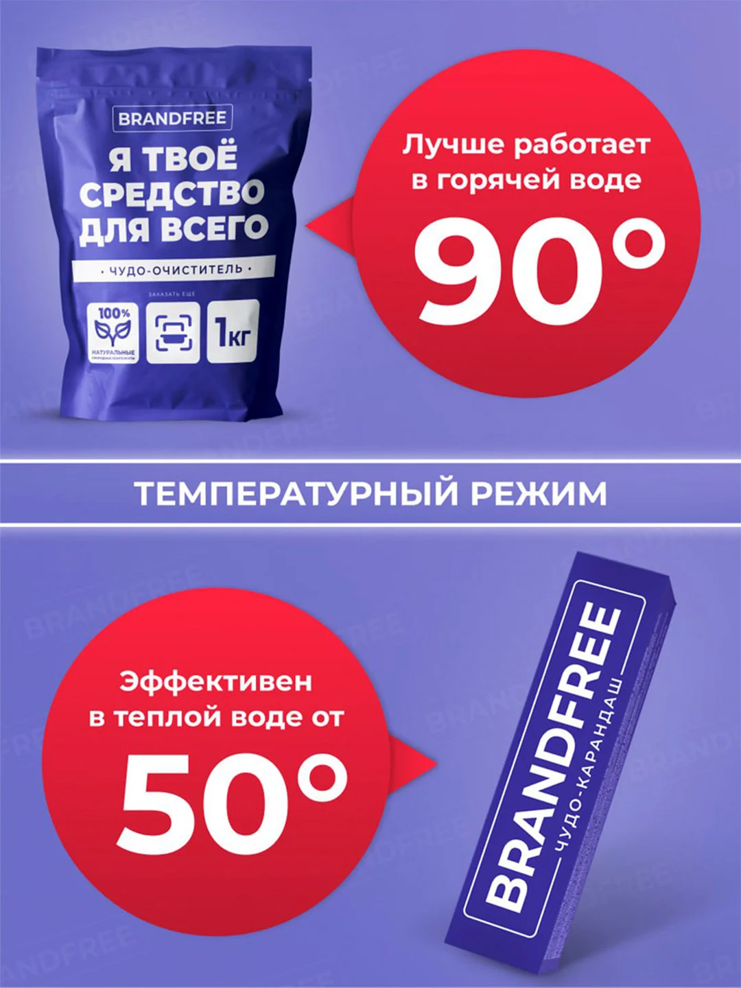 Набор BRANDFREE: кислородный отбеливатель, 1 кг + карандаш-пятновыводитель, 35 г