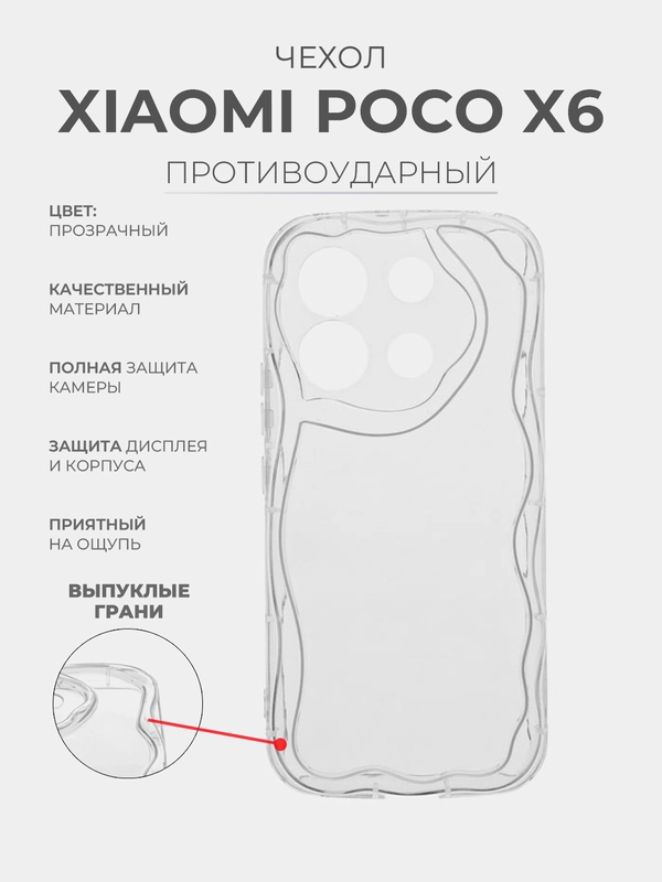 Чехол для Xiaomi Poco X6 (Сяоми Поко Х6) прозрачный противоударный