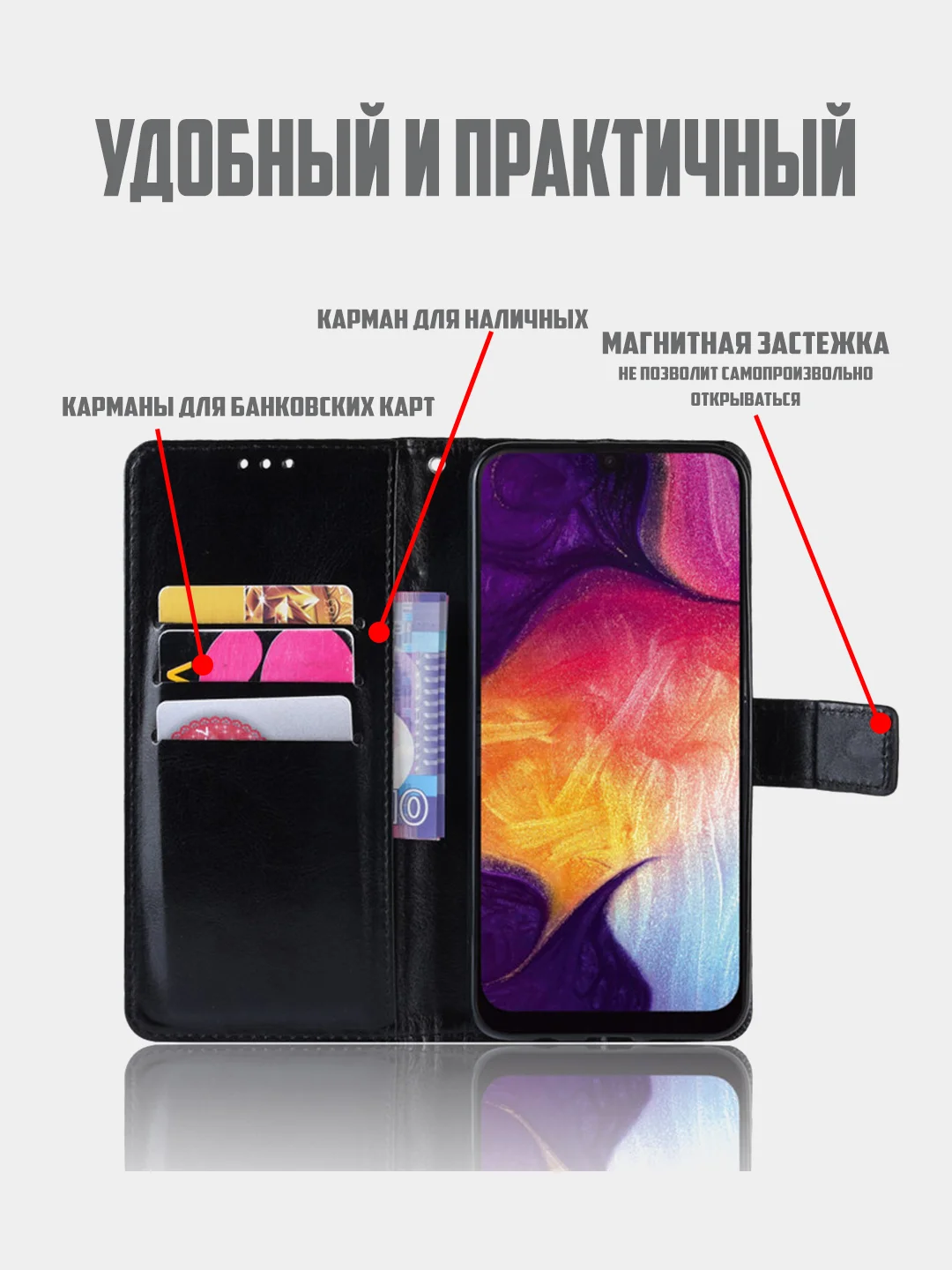 Красный чехол-книжка с магнитной застежкой для Samsung Galaxy A10 (Самсунг Галакси А10)