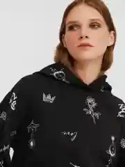 Черный женский утеплённый худи с начёсом
