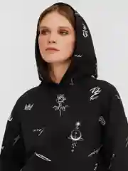 Черный женский утеплённый худи с начёсом