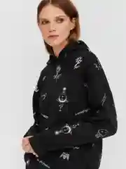 Черный женский утеплённый худи с начёсом