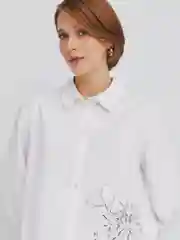 Белый женская прямая рубашка с принтом