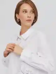 Белый женская прямая рубашка с принтом