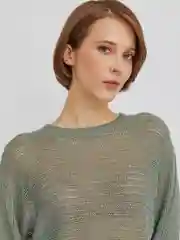 Зеленый женский вязаный джемпер, с люрексом
