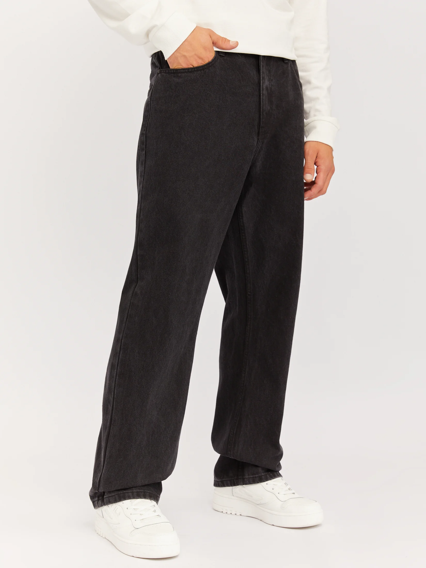 Черный мужские джинсы Bootcut из хлопка