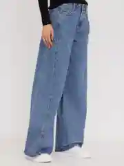 Синий женские джинсы Wide, с разрезами
