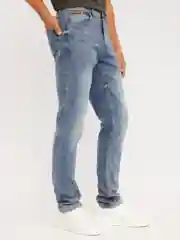 Бирюзовый мужские джинсы Slim рваные