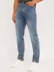 Бирюзовый мужские джинсы Slim рваные