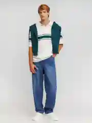 Синий мужские свободные джинсы Loose из хлопка
