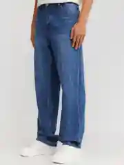 Синий мужские свободные джинсы Loose из хлопка