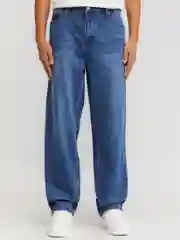 Синий мужские свободные джинсы Loose из хлопка