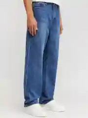 Синий мужские свободные джинсы Loose из хлопка