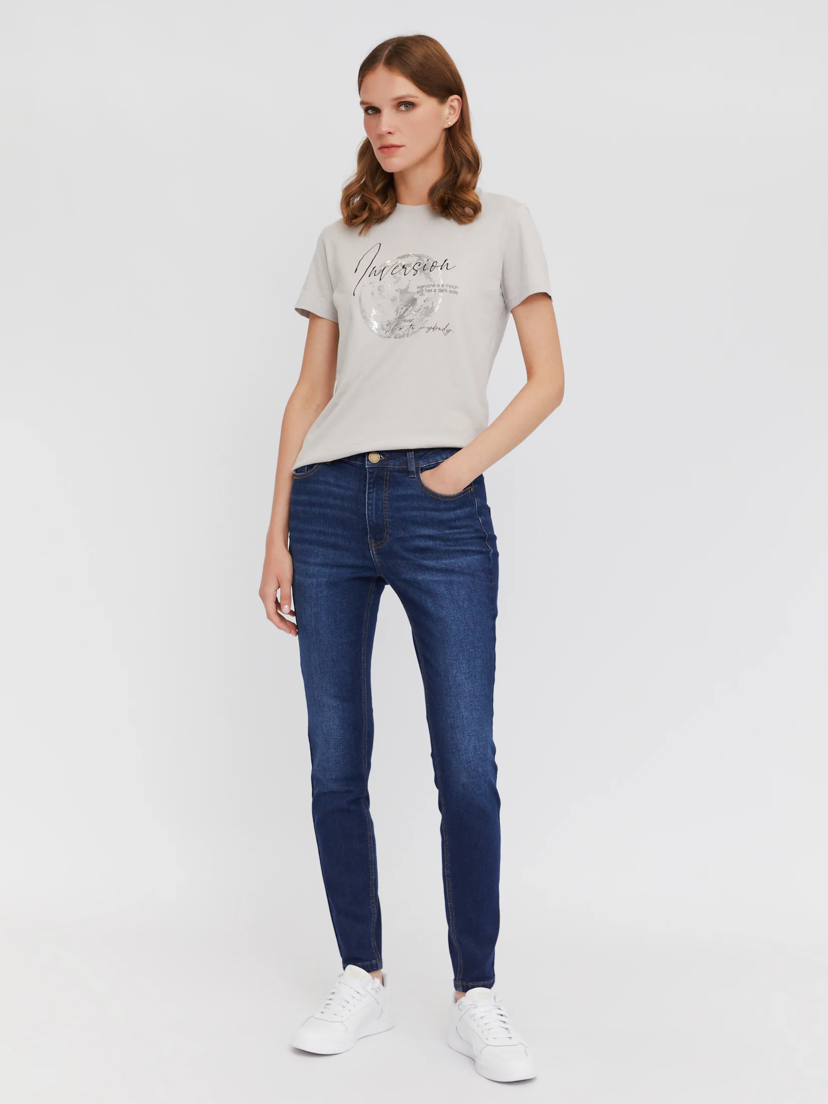 Синий женские джинсы Skinny, средней посадки