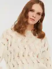 Слоновая кость женский ажурный вязаный джемпер