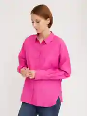 Фуксия женская свободная рубашка, с карманом