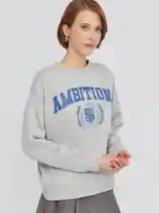 Серый женский утеплённый свитшот, с начёсом