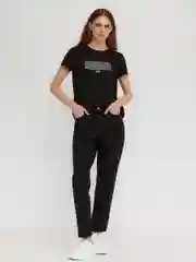 Черный женские джинсы Mom Fit высокой посадки